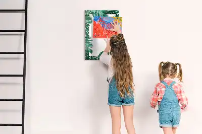 Magnetic writing board with monstera frame