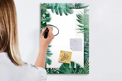Magnetic writing board with monstera frame