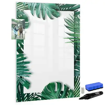 Magnetic writing board with monstera frame