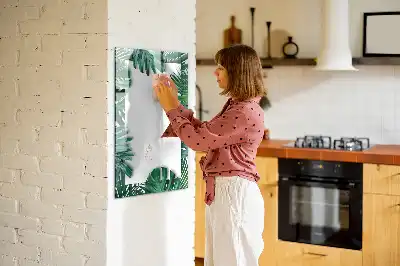Magnetic writing board with monstera frame