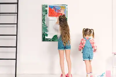 Magnetic writing board with monstera frame