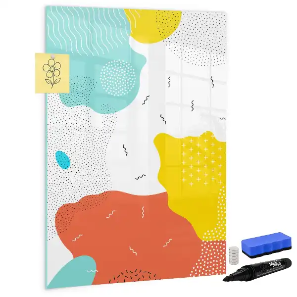 Magnetic dry erase board colorful doodles design