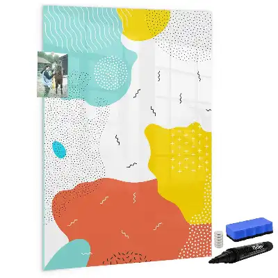 Magnetic dry erase board colorful doodles design