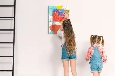 Magnetic dry erase board colorful doodles design