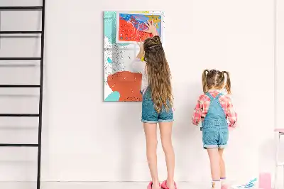 Magnetic dry erase board colorful doodles design