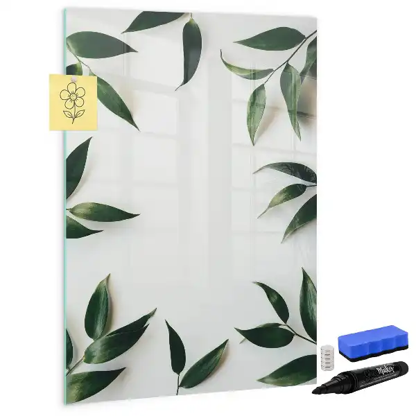 Magnetic writing board with a green leaves frame