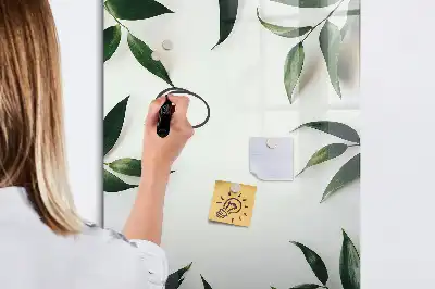 Magnetic writing board with a green leaves frame