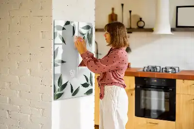 Magnetic writing board with a green leaves frame
