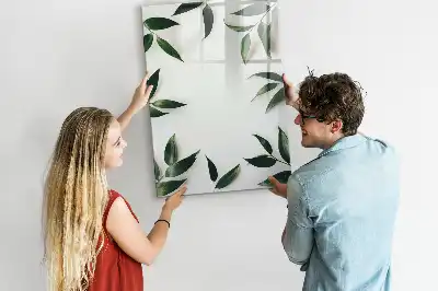 Magnetic writing board with a green leaves frame
