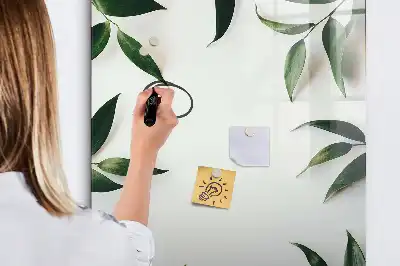 Magnetic writing board with a green leaves frame