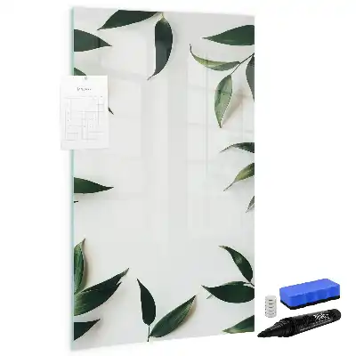 Magnetic writing board with a green leaves frame