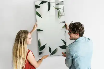 Magnetic writing board with a green leaves frame