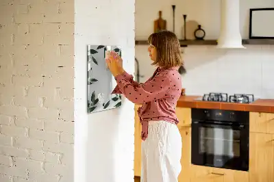 Magnetic writing board with a green leaves frame