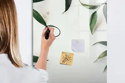Magnetic writing board with a green leaves frame