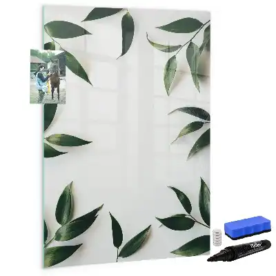 Magnetic writing board with a green leaves frame