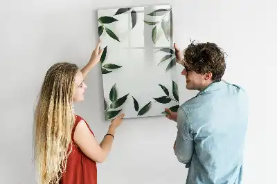 Magnetic writing board with a green leaves frame