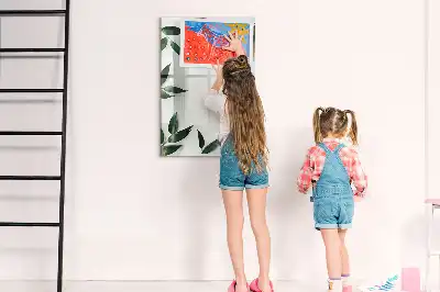 Magnetic writing board with a green leaves frame