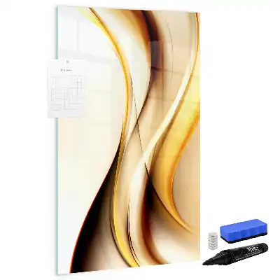 Magnetic dry erase board with gold wave abstraction print