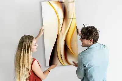 Magnetic dry erase board with gold wave abstraction print