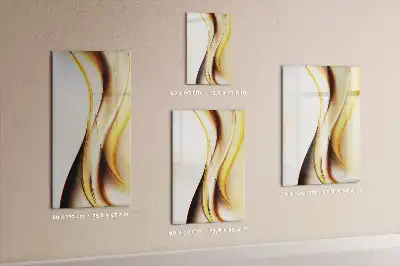 Magnetic dry erase board with gold wave abstraction print