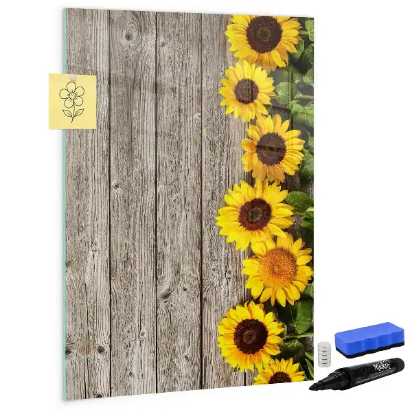 Magnetic writing board Sunflowers on wood