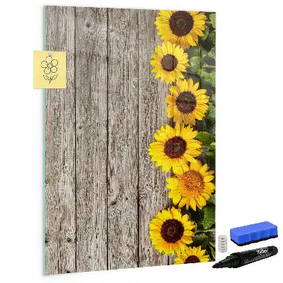 Magnetic writing board Sunflowers on wood