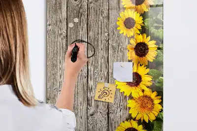 Magnetic writing board Sunflowers on wood