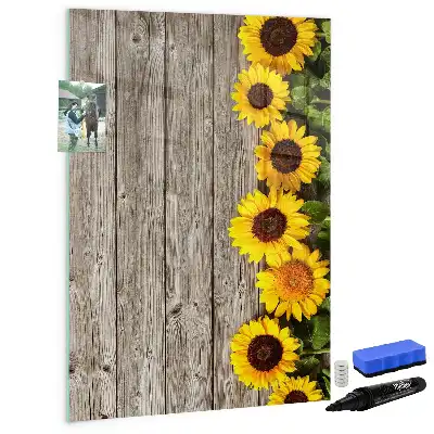 Magnetic writing board Sunflowers on wood