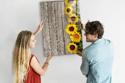Magnetic writing board Sunflowers on wood