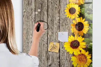 Magnetic writing board Sunflowers on wood