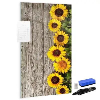Magnetic writing board Sunflowers on wood