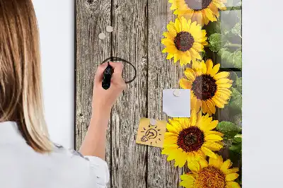 Magnetic writing board Sunflowers on wood