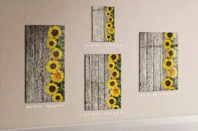 Magnetic writing board with sunflowers on wood print