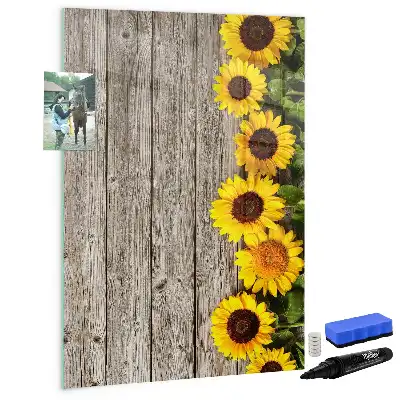 Magnetic writing board Sunflowers on wood