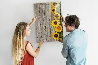 Magnetic writing board Sunflowers on wood