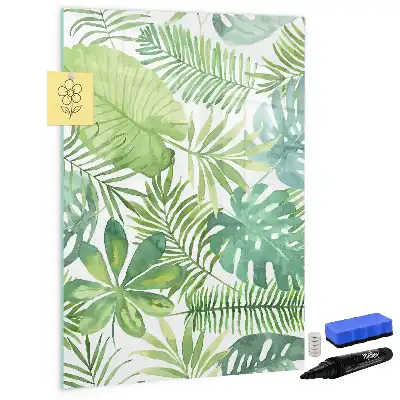 Magnetic dry erase board watercolor leaves pattern