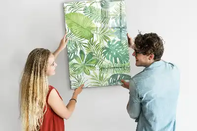 Magnetic dry erase board watercolor leaves pattern