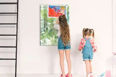 Magnetic dry erase board watercolor leaves pattern