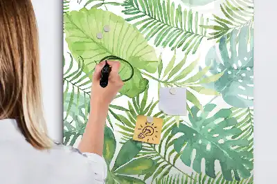 Magnetic dry erase board watercolor leaves pattern