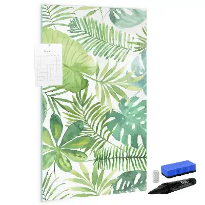Magnetic dry erase board watercolor leaves pattern