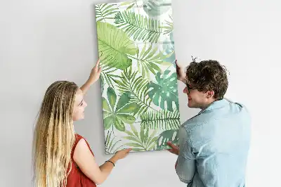 Magnetic dry erase board watercolor leaves pattern