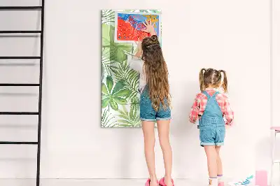 Magnetic dry erase board watercolor leaves pattern