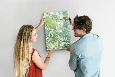 Magnetic dry erase board watercolor leaves pattern