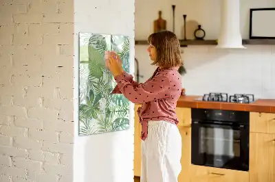Magnetic dry erase board watercolor leaves pattern