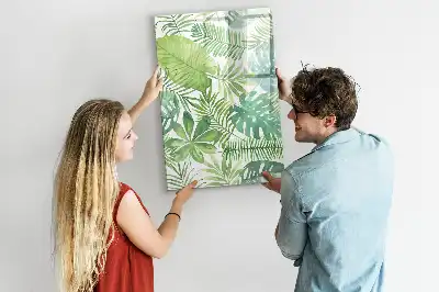 Magnetic dry erase board watercolor leaves pattern