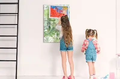 Magnetic dry erase board watercolor leaves pattern