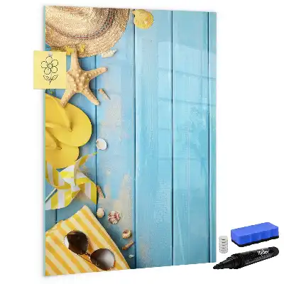 Magnetic writing board for beach accessories