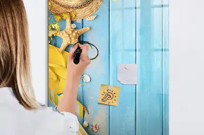 Magnetic writing board for beach accessories