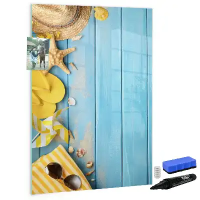 Magnetic writing board for beach accessories
