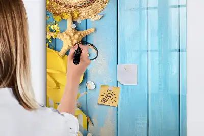 Magnetic writing board for beach accessories